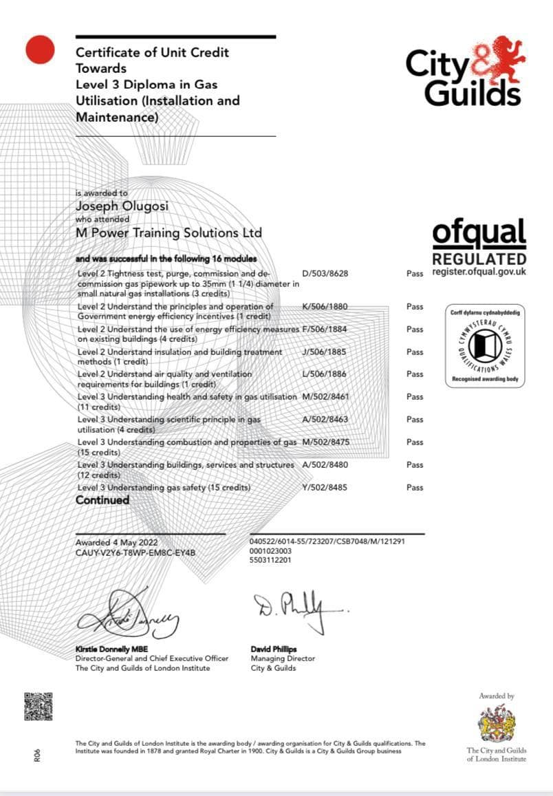 Qualification certificate 1