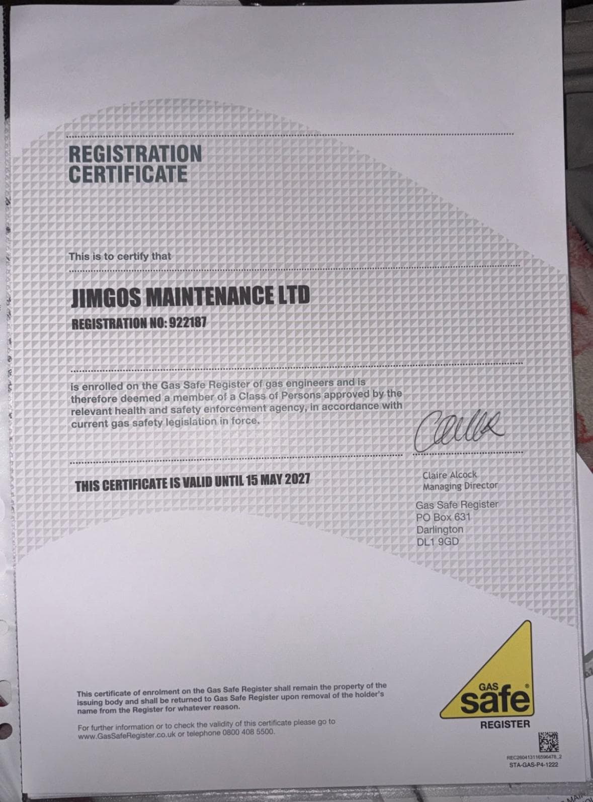 Qualification certificate 5