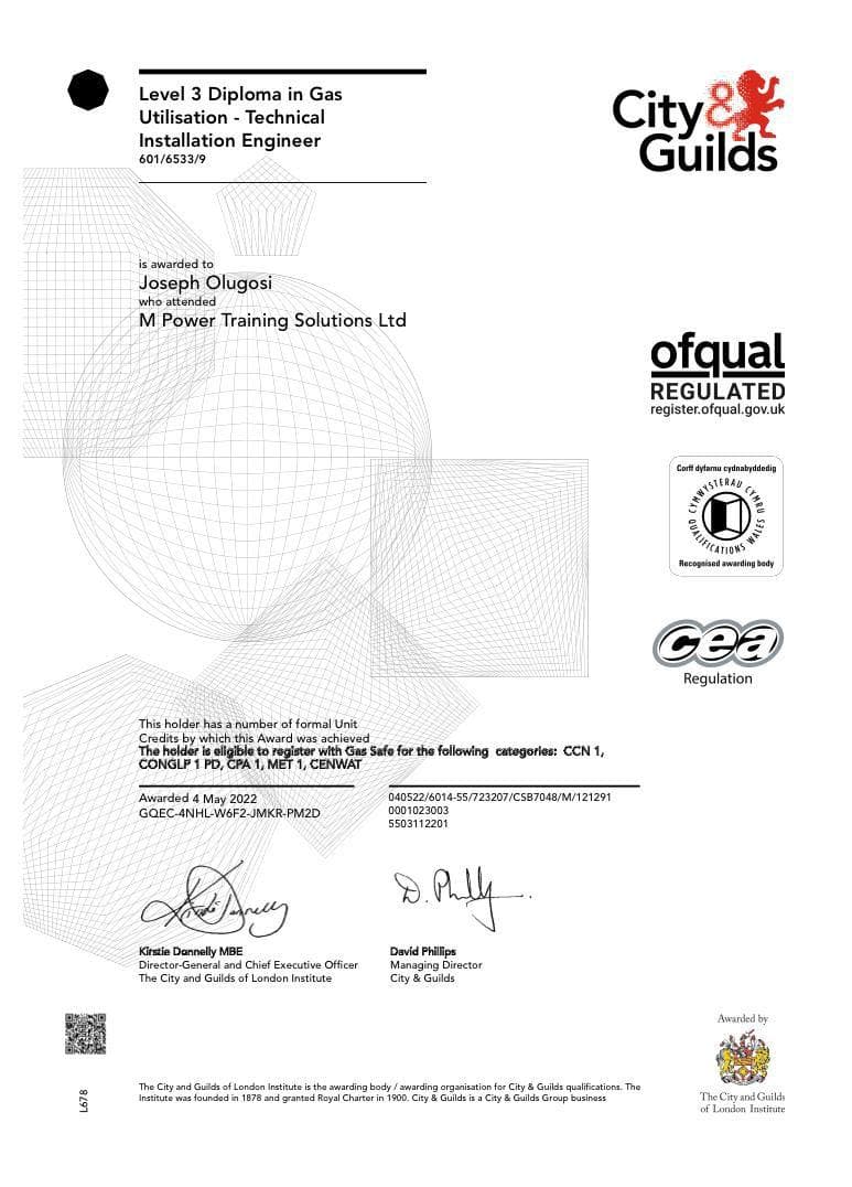 Qualification certificate 15